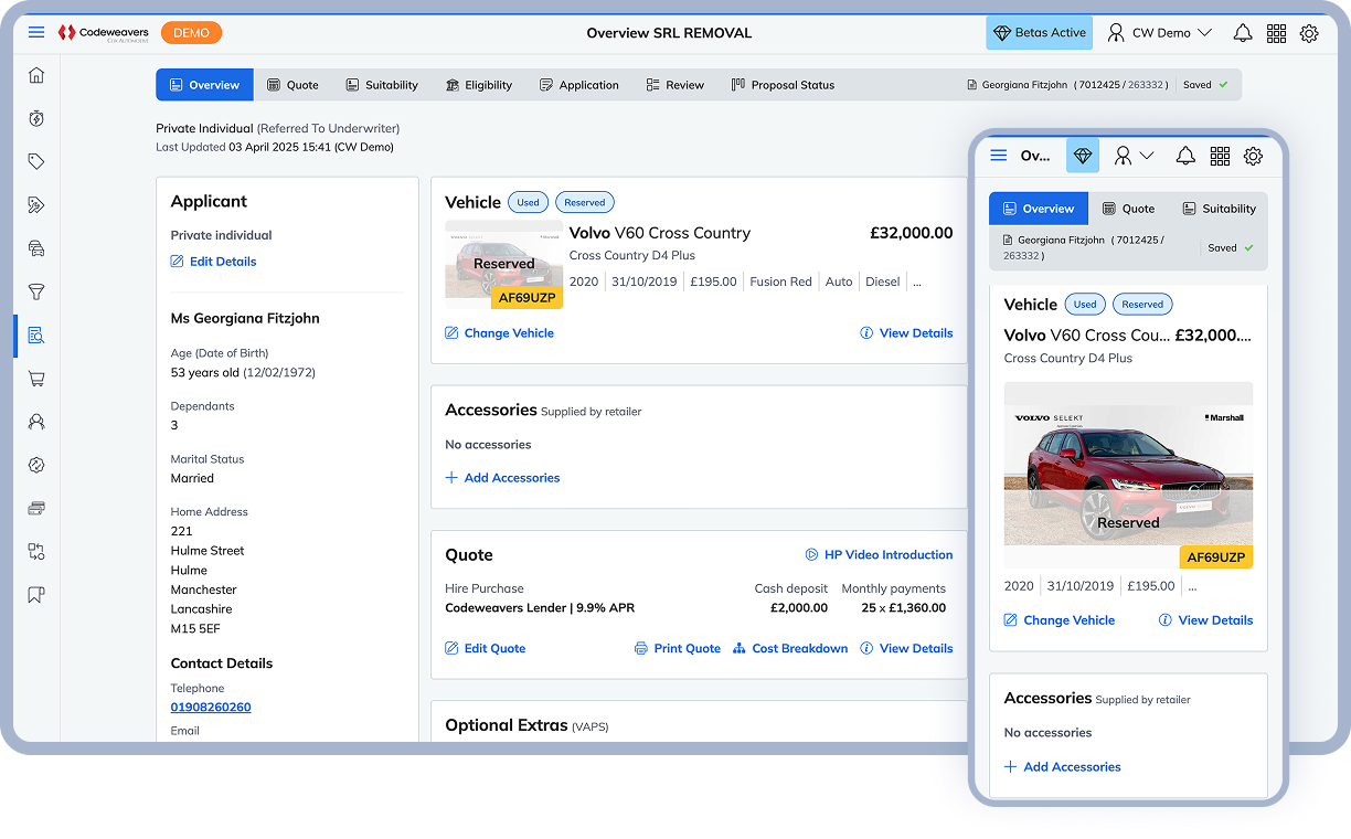 Overlayed mobile and desktop views of Codeweavers’ Point of Sale interface.