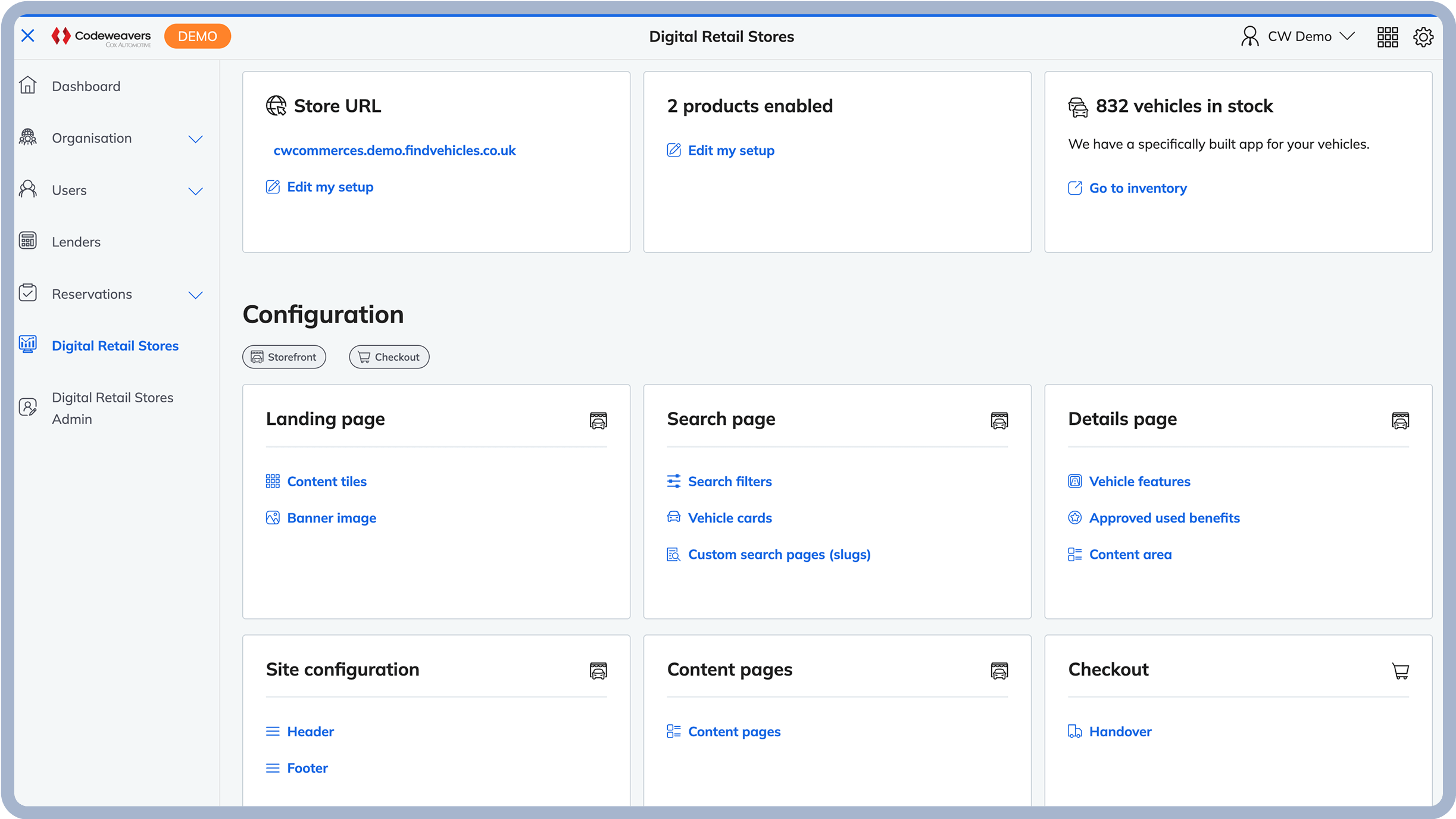 Codeweavers’ digital store management solution showing how retailers have the ability to customise their digital store.